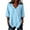 Blue, variant on Women's V-Neck 3/4 Sleeve Blouse, Asymmetric Wrap Linen Top with Decorative Buttons, Loose Fit Casual Tunic