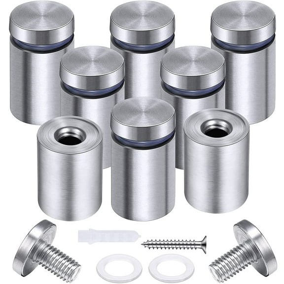 Sign Standoff Screws Advertising Screws Stainless Steel Wall Standoff Mounts Glass Acrylic Nail, 8 Pieces