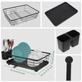 thumbnail image 4 of Bewildely Escurridor de rejilla para secar platos con escurridor, encimera sobre fregadero, organizador de placas, cesta de almacenamiento de Organizadores de utensilios de cocina Negro, 4 of 6