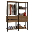thumbnail image 3 of Madesa Wardrobe Clothes Storage Rack with 4 Drawers, 5 Shelves and Hanging Space 55"L Multiuse Modular Cabinet for Bedroom Organization - Black/Brown, 3 of 11