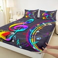 thumbnail image 3 of Manfei Colorful Mucic Melody Bed Sheets,Watercolor Splashing Ink King Sheets,Musical Theme Sheet Set For Girls,Super Cozy Room Decor,4 Pieces, 3 of 7