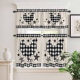 thumbnail image 2 of 3 Piece Kitchen Curtains and Valances Set Chicken Hen Cafe Curtains 24 Inch Length Rooster Animals Farmhouse White Black Plaid Vintage Valance & Tier Curtain for Living Room Bedroom 54"x18"+27"x24"*2, 2 of 6