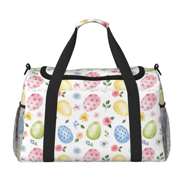 Fotbe Easter Egg3 Bolsa de Viaje con Estampado, Bolsa de Fin de Semana para Mujer con Compartimento para Zapatos, Bolsa de Gimnasio con Bolsillo Húmedo