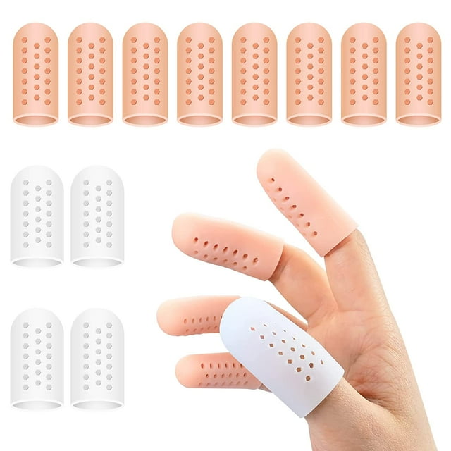 12 piezas Protector de dedos de gel Protectores de dedos de silicona Mangas para dedos Soporte para dedos Grieta para dedos, para dedos en gatillo, Grieta para dedos, Protección para dedos (Transpira