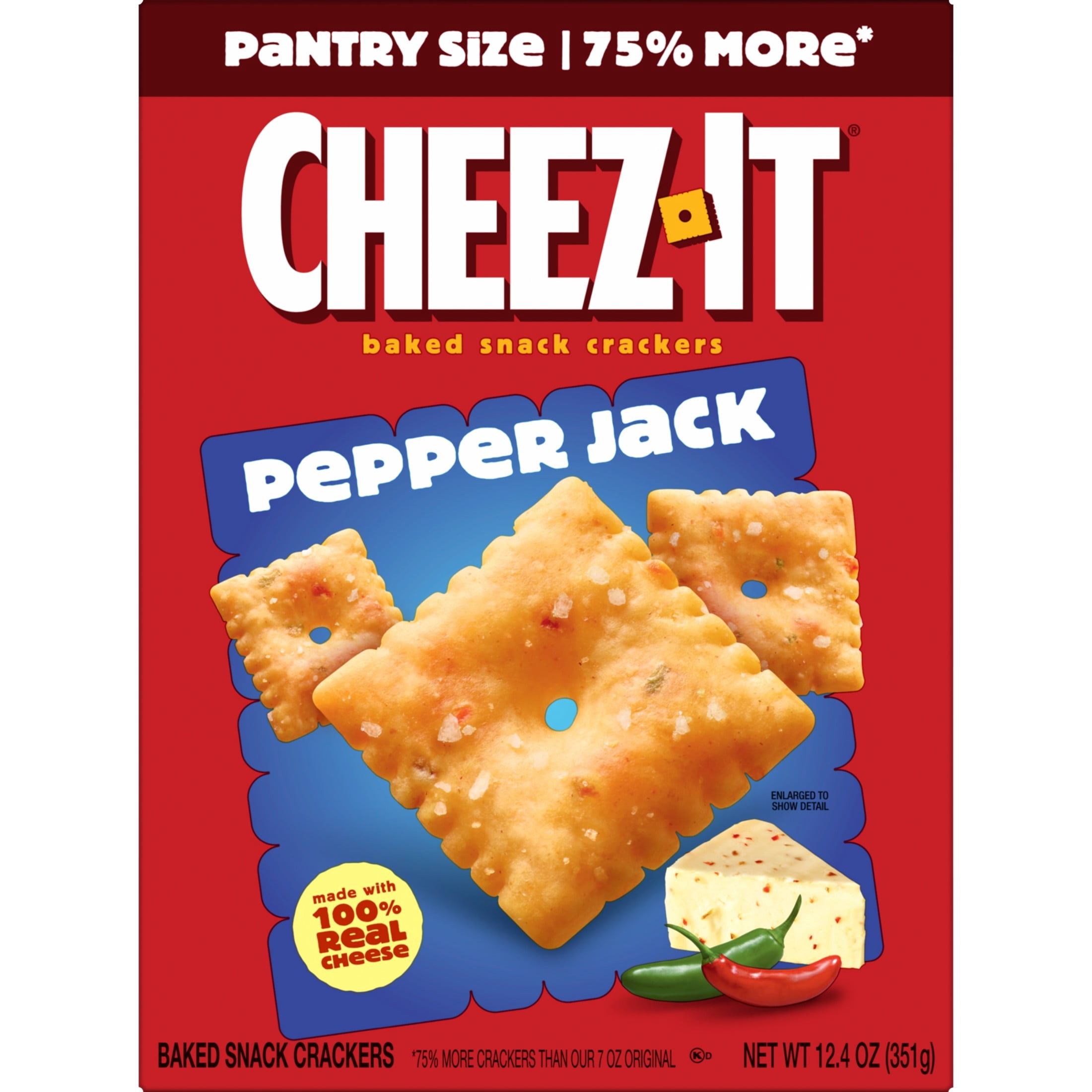 Cheez-It Pepper Jack Cheese Crackers, Baked Snack Crackers, 12.4 oz