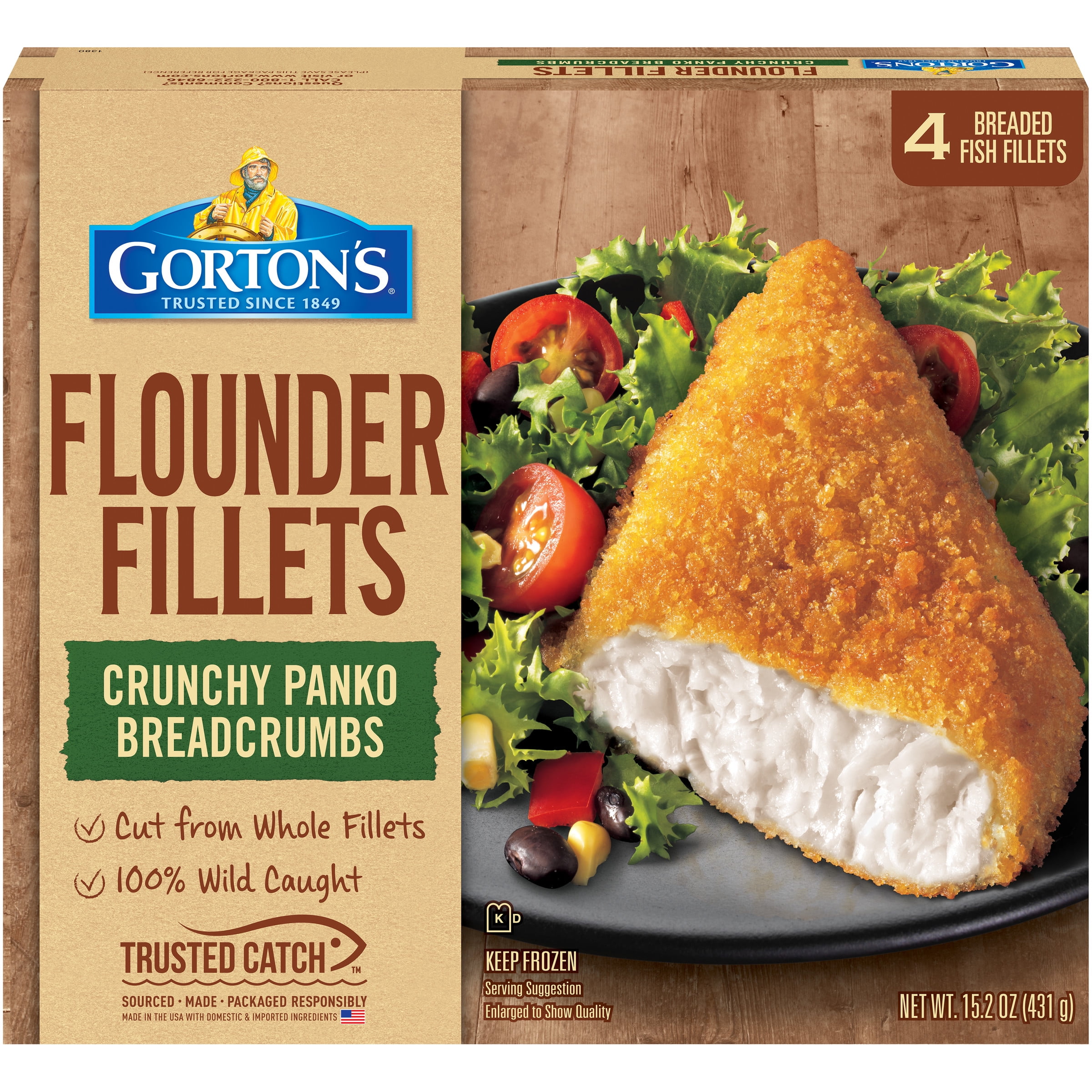 Gorton's Crunchy Breaded Flounder Fish Fillets, 4 count - Walmart.com