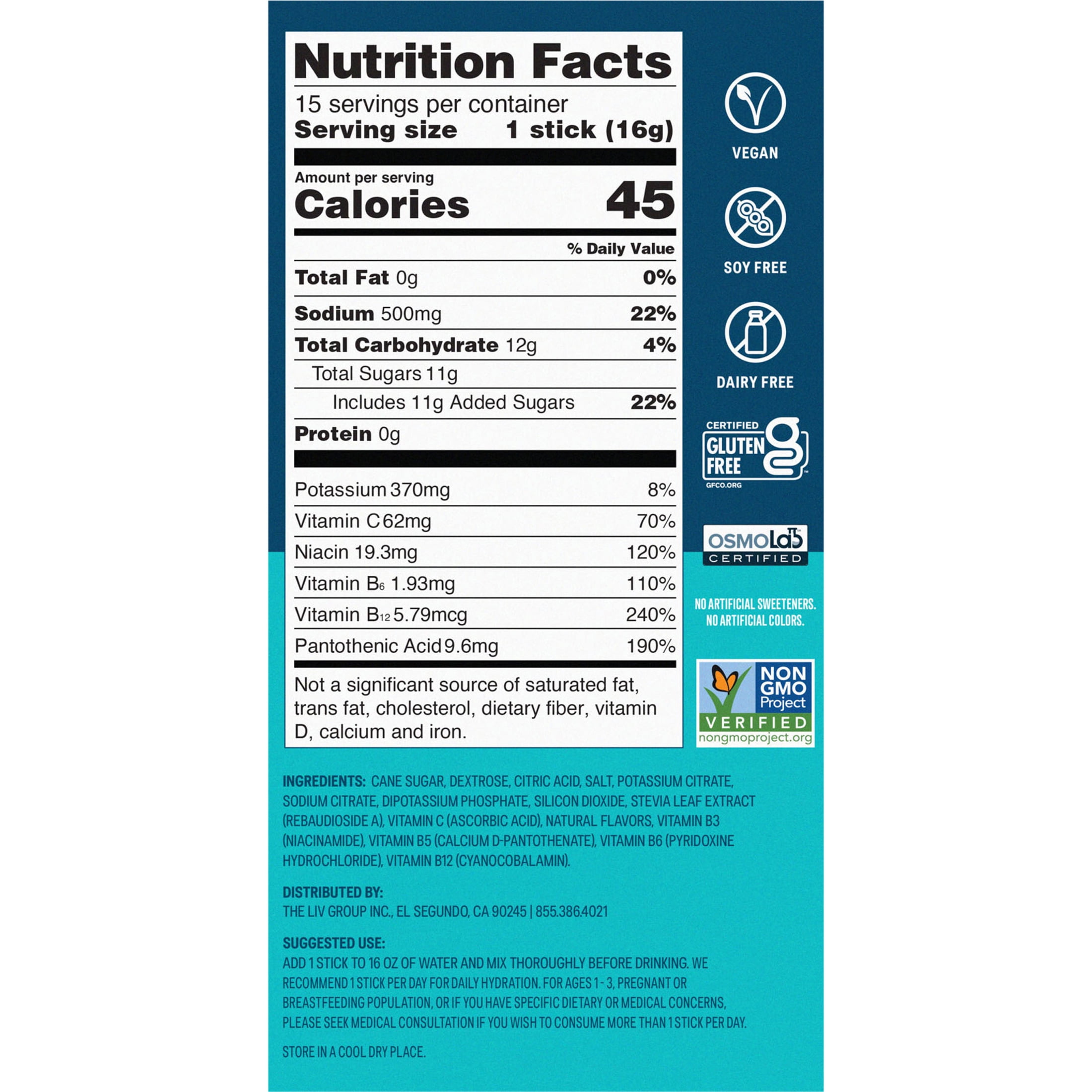 (3 pack) Liquid I.V.® Tropical Punch Hydration Multiplier® Powdered Electrolyte Drink Mix, 15 Count Packets