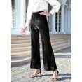 thumbnail image 4 of Women'S Velvet Elastic Waist Flare Leg Palazzo Long Pants Trousers Bell Bottom Casual Streetwear Trousers Black L, 4 of 9