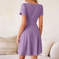 thumbnail image 5 of CIENVNSTG Womens Summer Dresses Short Sleeve Wrap V Neck A-Line Mini Dress Causal Flowy Boho Beach Vacation Sundress Light Purple XL, 5 of 5