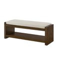 thumbnail image 3 of GZXS 47 Inch Rectangular Upholstered Storage Bench, Padded Bench with Wood Shelf and Removable Seating Cushion - Accent End of Bed Bench for Bedroom, Entryway, Living Room (Beige), 3 of 7