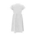thumbnail image 5 of up to 60% off Gifts Usmixi Formal Dresses for Women Casual High Waist Pleated Swing Cotton Linen Tunic Dresses with Pocket Round Neck Short Sleeve Solid Summer Midi Dress White XL, 5 of 5