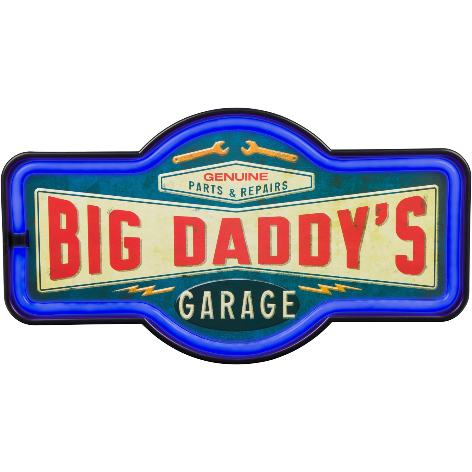 Big Daddy’s Garage LED Neon Sign Vintage Inspired Retro Wall Decor for the Home, Game Room, Bar, or Man Cave (17” x 9.5” x 2”)