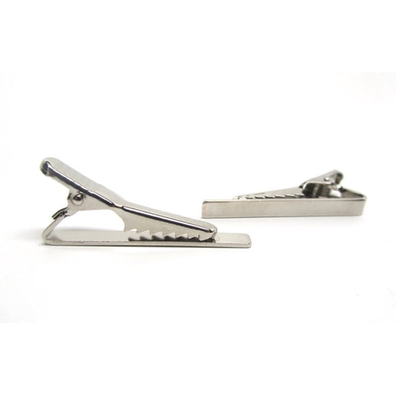 TC035A - 1pc Silver Tone Tie Bars/Clips - 40x5mm Glue Pad