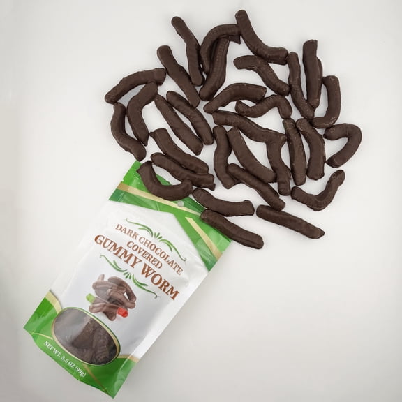 FirstChoiceCandy Chocolate Gummy Worms ( 3.5 Oz , Pack of 6  , Dark Chocolate )