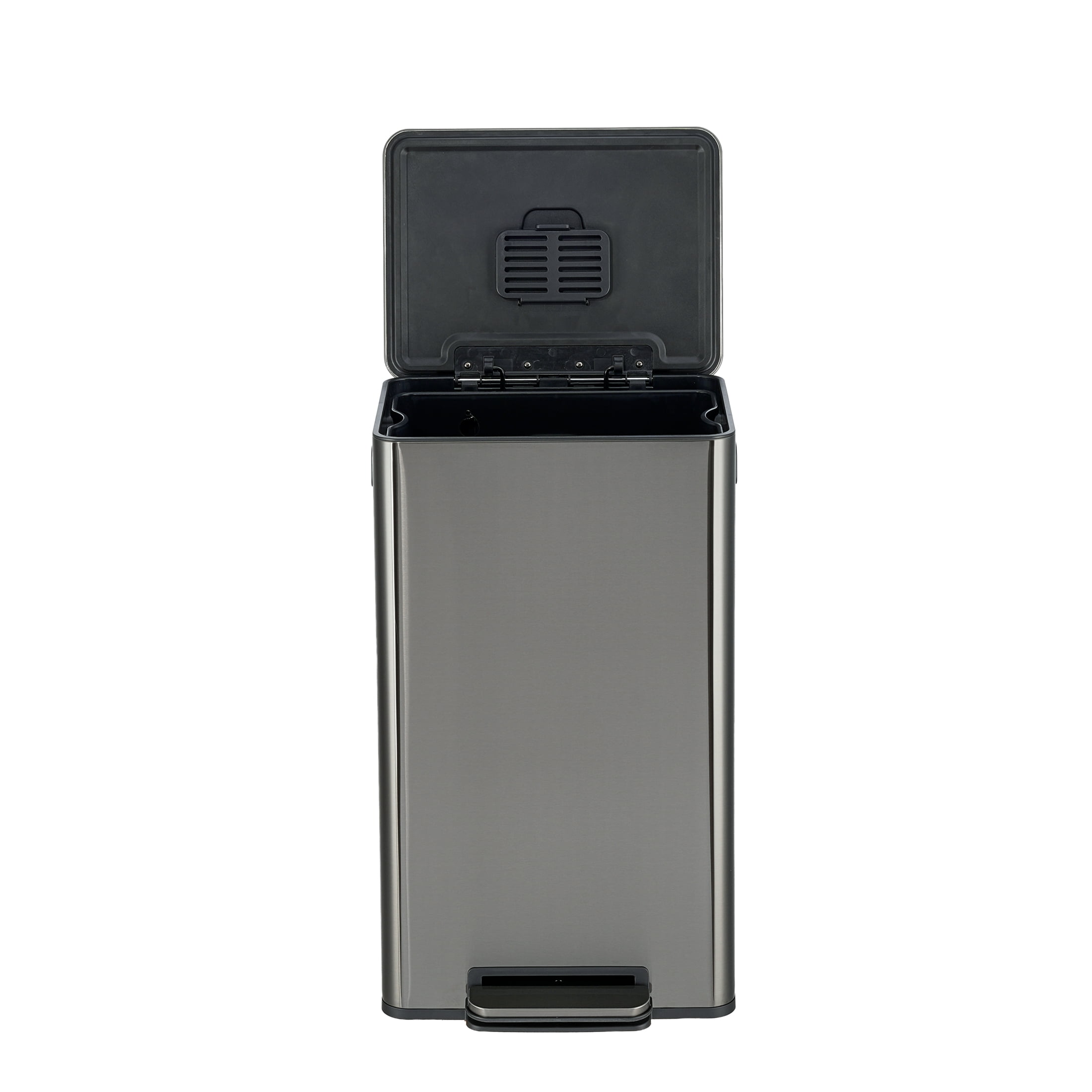 Simpli-Magic Kitchen Trash Can, 13.2 Gallon Stainless Steel Soft Close Step Garbage Bin with Infinity Edge Lid, Gunmetal