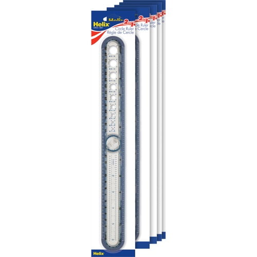 Helix Ruler - 30cm / 12" Graduations - Imperial, Metric Measuring System - Plastic - 10 / Box - Assorted | Bundle of 2 Boxes