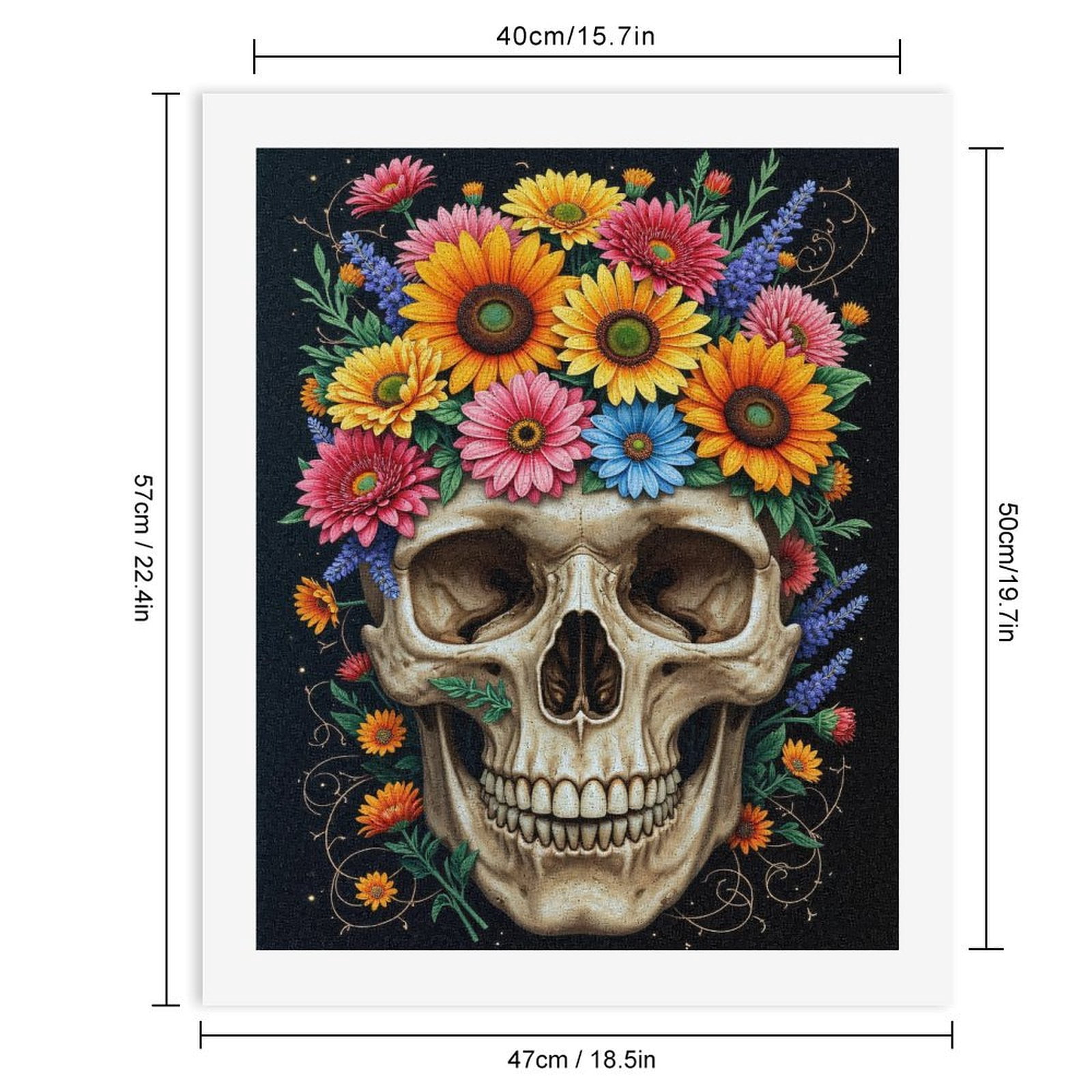 Paint By Numbers Kit for Adults Beginner - DIY Floral Skull Art Vibrant Design Canvas Painting Kits for Adults, Frameless Paint By Number for Adults for Home Wall Decor 16x20 Inch