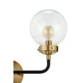 thumbnail image 6 of JONATHAN Y Caleb 18" 2-Light Contemporary Transitional Iron/Glass LED Vanity Light, Brass Gold/Black, 6 of 7