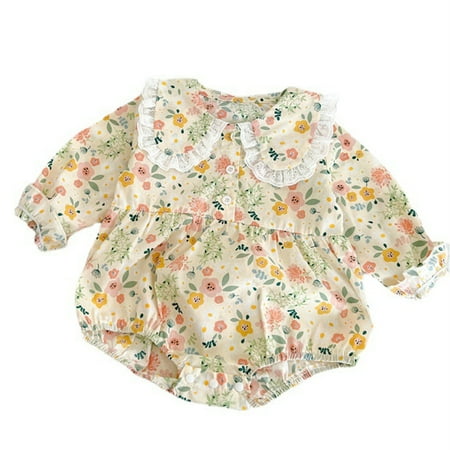 

Baby Girls Romper Autumn Floral Cotton Long Sleeve Romper Bodysuit Baby Girl Clothes