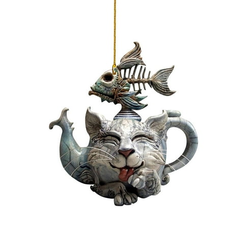 

Wanwan Car Pendant Cartoon Cat Pattern Flat Shape Individuation Car Ornament Acrylic Pendant Decor for Car