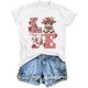 thumbnail image 1 of Camiseta elegante con estampado de pantorrilla "LOVE" - 100 % algodón, cuello redondo, manga corta, top informal de verano con diseño de vaca de dibujos animados de leopardo rosa, lavable a máquina -, 1 of 6