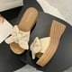 thumbnail image 5 of Mujeres Bowknot Beach Summer Pantuflas Plataforma Slope Heels Plus Size Shoes Wmkox8yii  hj789, 5 of 6