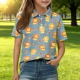 thumbnail image 2 of Domzest Girls Polo Shirt Short Sleeve Animal Print Casual Summer Top Kids Back To School Uniform Cotton Pique Collar Button Down Tee Children Youth Fashion Clothing Multicolor 9-10 Years, 2 of 5
