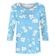 thumbnail image 5 of Staron Hauts d'Été Mignons pour Femmes en Solde à Moins de 5$ Manches 3/4 Col Rond Blouses Élégantes Imprimé Floral Basique, 5 of 5