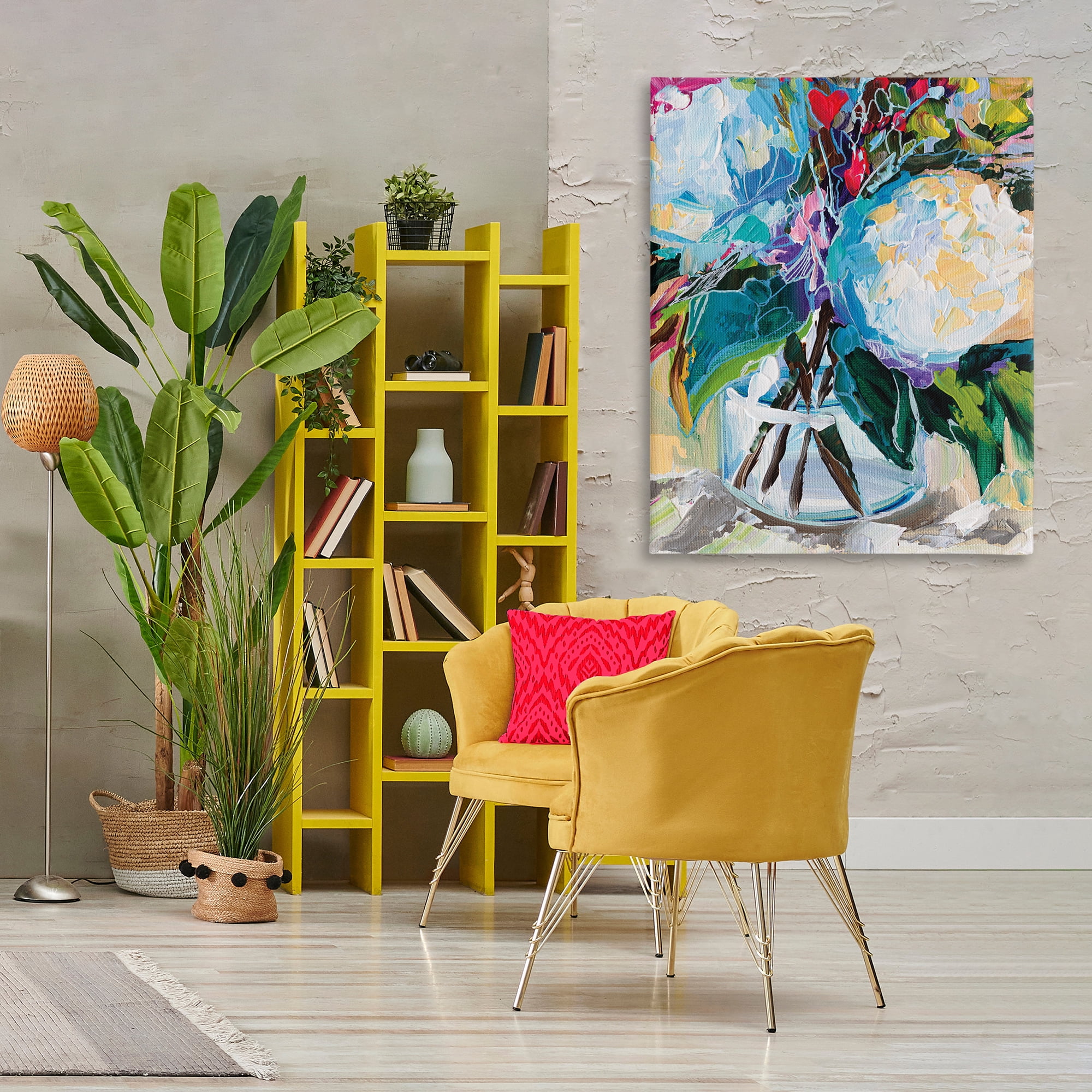 Stupell Industries Modern Lined Bouquet Plants & Flowers Painting Wrapped Canvas Art Print Wall Art, 36 x 48