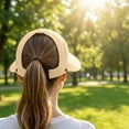 thumbnail image 2 of Risckoth Women's Ponytail Hat Wide Brim Foldable High UV Protection Hiking Beach Sun Cap, Khaki, 2 of 8