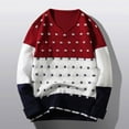 thumbnail image 2 of Men Casual V Neck Sweater Ribbed Knit Slim Fit Long Sleeve Pullover Top Wine XXL, 2 of 5