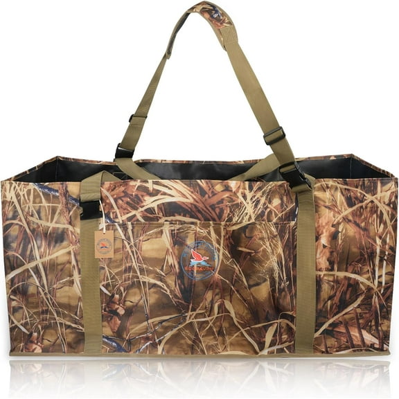 12-Slot Duck Decoy Bag, Durable Waterfowl Hunting Gear with Camouflage Design, Padded Protection & Bottom Drains for Easy Transport