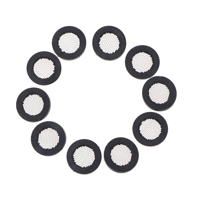EeaseCA 10PCS 11.6mm Inner Diameter Faucet With Mesh Rubber Gasket Anti-blocking Filter Metal Hose Coupling Filter Washers For Water Tap Use(Black)