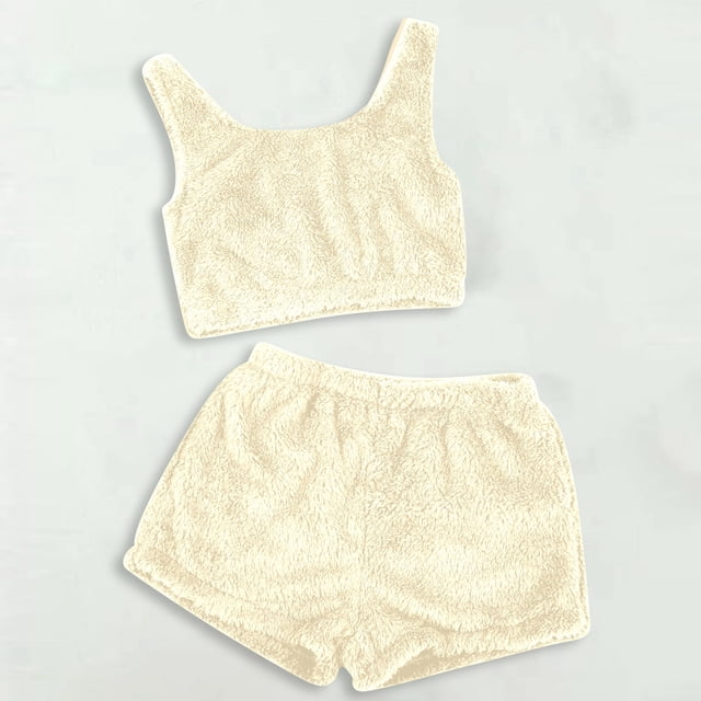 MKLEKYY Conjunto Casual De Dos Piezas Para Mujer, Camiseta Sin Mangas Y Pantalones Cortos De Color Liso, Ropa De Dormir Cómoda Y Ropa De Estar Por Casa.