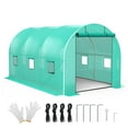 thumbnail image 2 of Yeshouse 13x8x7 ft Walk-in Tunnel Greenhouse with Galvanized Steel Frame & 6 Mesh Windows, Weather-Resistant Outdoor Plant Hot House for Vegetables, Green PE Cover & 2 Roll-Up Zipper Doors, 2 of 7