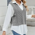 thumbnail image 6 of Women's Fashion Casual New Style Slim V-Neck Sleeveless Waistcoat Knit Sweater Top for Women Stylish Knit Vest Cardigan Sleeveless Sweater Top, 6 of 7