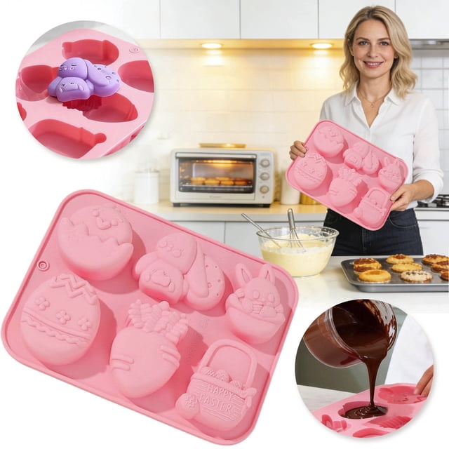 Easter Chocolate Egg Rabbit Bunny Shaped Mould For Chocolate Fondant Non Stick Rabbit Baking For DIY Candy Cookies Easter Party