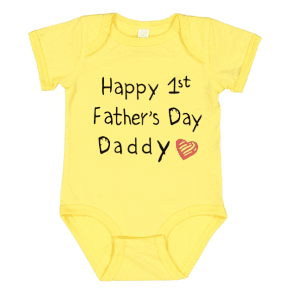 Baby Onesie Hub Happy 1st Father’s Day Onesie, Boy Baby Bodysuit, Girl Onesie, Unisex Baby Gift, Baby Annoucement Gift