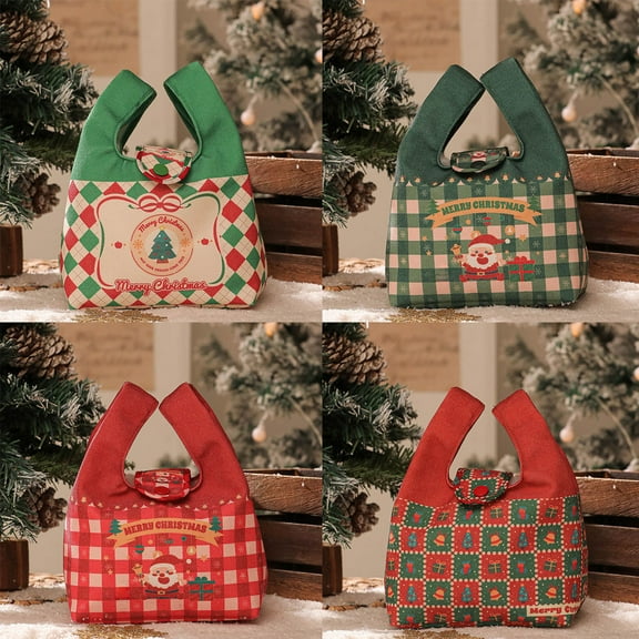 Wzzjkit Christmas Gift Bags Medium Size, Reusable Non-Woven Christmas Tote Bags with Handles, Candy Bag Ideal for Holiday Gifts Wrap/Party Favor Supplies