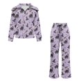 thumbnail image 6 of Light Purple Witch Print 2 Piece Sets for Women Stand Collar Quarter Zip Sweatshirt Wide Leg Pants with Pockets Soft Loose Travel Outing Getaway Loungewear Fall Tracksuit, 4XL, 6 of 9