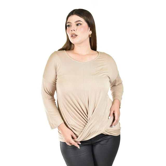 Blusa con diseño cruzado Roman Fashion /Tallas Extras, 102 (Beige) beige 38