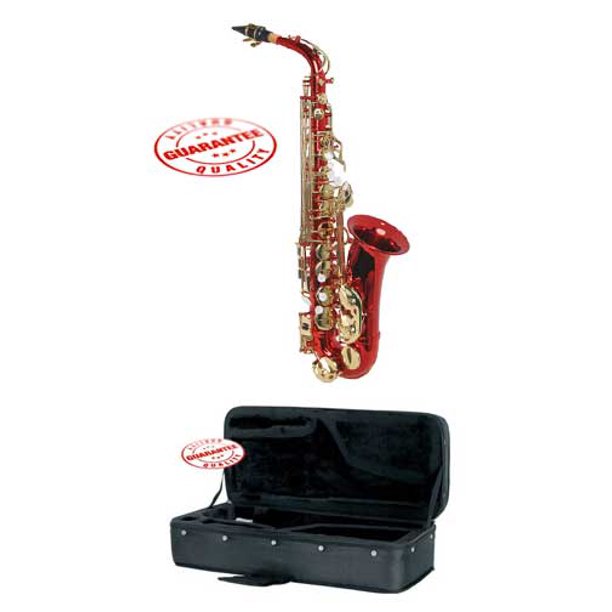 Hawk Colored Student Red Alto Saxophone with Case, Mouthpiece and Reed