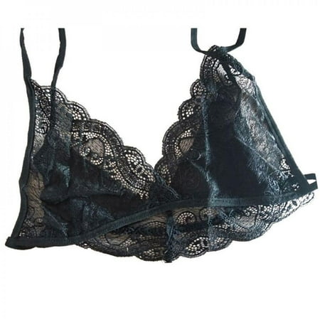 

Big Sale!! Women Frameless Tube Top Lace Bralette Deep V Floral Lace Hollow Thin Exotic Bra Charming Underwear