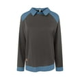 thumbnail image 5 of YMNXA Womens Denim Sweatshirt Long Sleeve Lapel Patchwork Comfortable Fashion Pullover Top For Daily Wear Grey Xxl, 5 of 5