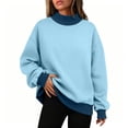 thumbnail image 4 of POROPL Sweatshirts for Women,Oversized Mock Neck Pullover Sweatshirt Casual Long Sleeve Fleece Top, 4 of 7