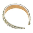 thumbnail image 6 of Unique Bargains Bling Rhinestone Headband Beige Crushed Turquoise Rhinestone Wide Edge Hairband for Women 4.72"x1.65", 6 of 7