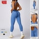 thumbnail image 5 of Ropa de yoga de una pieza para mujer, ropa deportiva ajustada para correr al aire libre, de secado rápido, con realce de cadera y espalda de color melocotón, 5 of 5