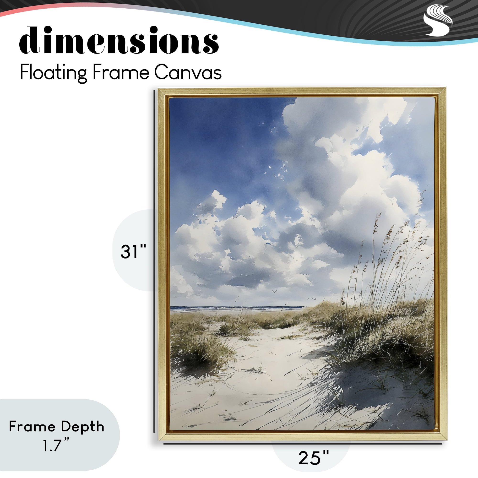 Stupell Industries Dunes In The Sunshine Gold Framed Floater Canvas Wall Art, design by Franklyn Gregory
