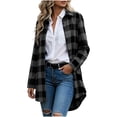 thumbnail image 3 of Akmaiox Womens Plaid Shirts Long Sleeve Button Down Lapel Lightweight Jacket Oversized Trendy Streetwear Fall Winter Coats S-2XL, 3 of 8