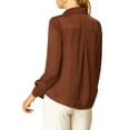 thumbnail image 4 of INSPIRE CHIC Women's Elegant Shirts V Neck Point Collar Long Sleeve Smooth Satin Blouse XL Brown, 4 of 8
